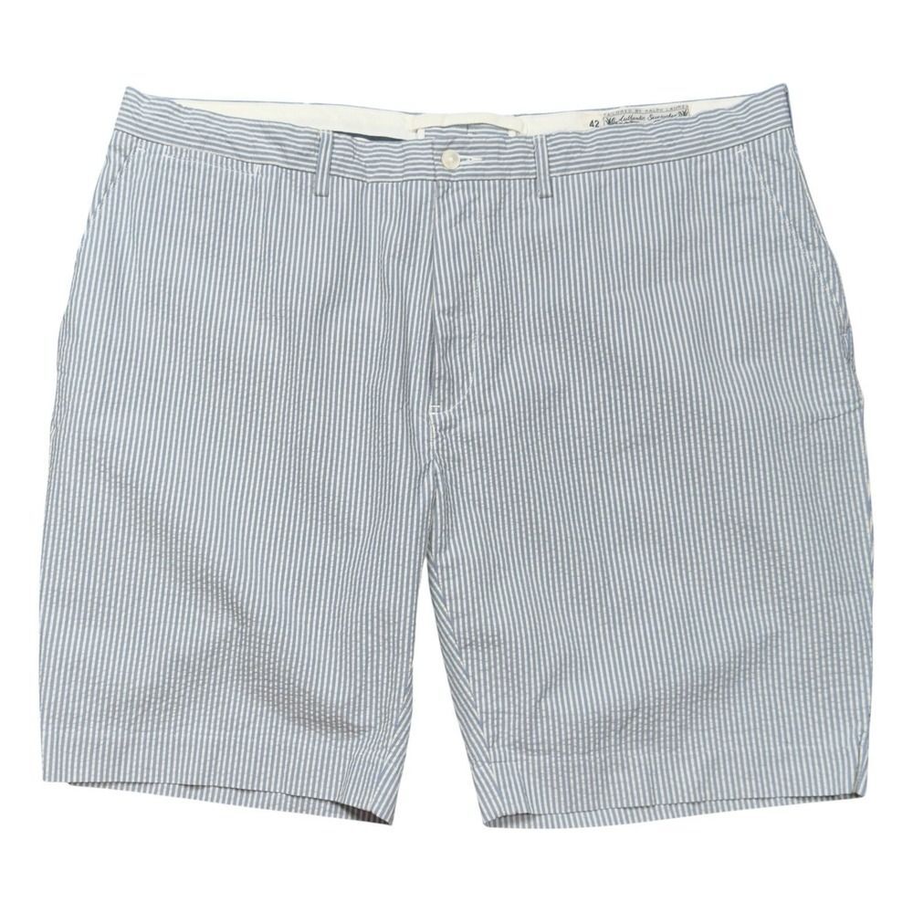 Polo Ralph Lauren Authentic Seersucker Shorts Men's 42 Blue White Striped Cotton